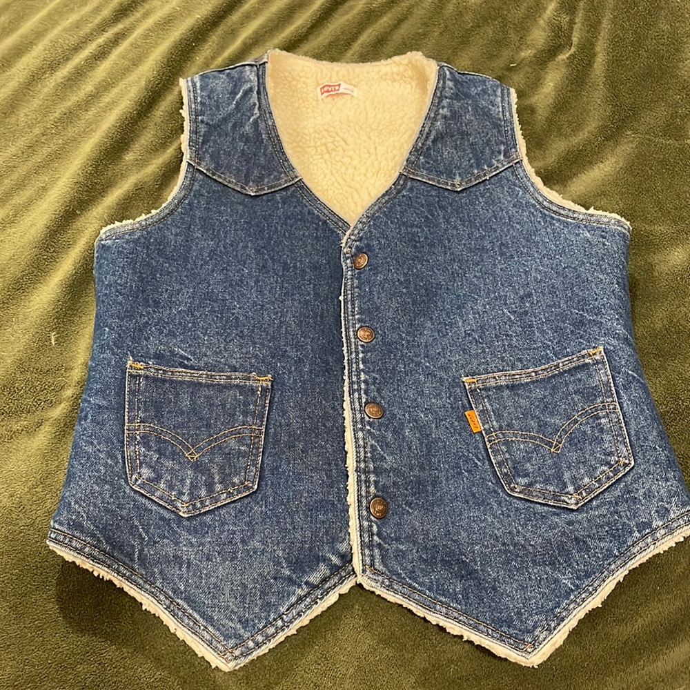 Orange tab Levis. Denim vest by Levi